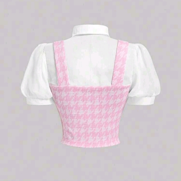 Women's False Two Knitted Shirt, 3D Flower, Pink Top - Picture 4 of 4